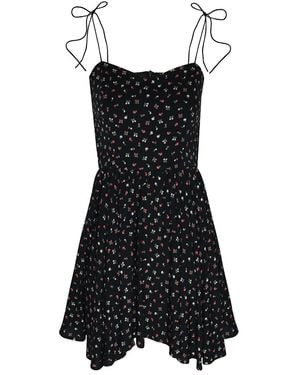2KStyle Gala Asymmetric Spaghetti Strap Floral Mini Dress - Black