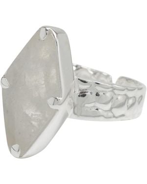 YAA YAA LONDON Neutrals Piccola Sterling Moonstone Adjustable Ring - White