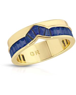 Glamrocks Jewelry Peak Baguette Ring- Sapphire - Blue