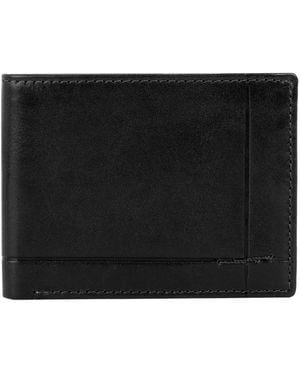 Time Resistance Leather Bifold Wallet - Black