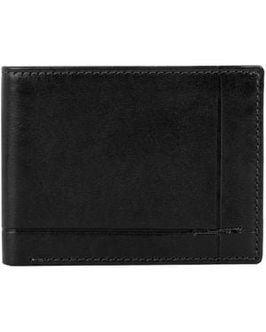 Time Resistance Leather Bifold Wallet - Black
