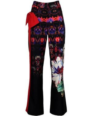 Lalipop Design Bow Detailing Wide-Leg Panelled Trousers - Red