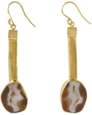 YAA YAA LONDON Geode Drop Gemstone Earrings - Metallic
