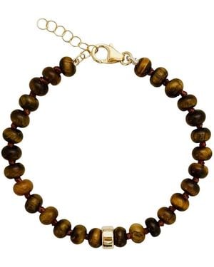 Becket + Quill Chunky Tiger's Eye Beaded Bracelet - Metallic
