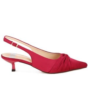 Rag & Co Salvia Ruched Pointed Toe Slingback Heels - Pink