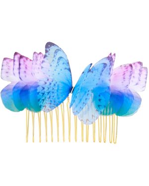 Oana Savu Silk Butterflies Wedding Hair Comb Bridesmaids Gifts Party Hair Accessory - Blue