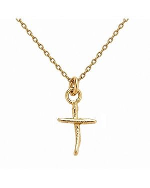 Mother Nature Jewelry Jasmine Branch Cross Necklace, Handmade Minimalist Pendant - Metallic