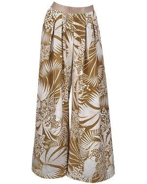 Me & Thee Pinch Of Salt Tropical Print Trouser - Natural