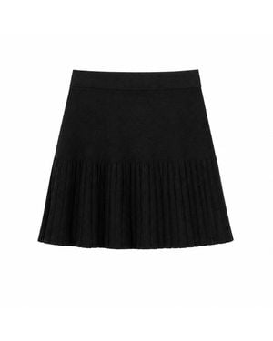 Yumi' Knitted Pleated Mini Skirt - Black