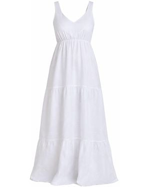 Nikka Place Linen Maxi Summer Maternity Dress With Tie - White