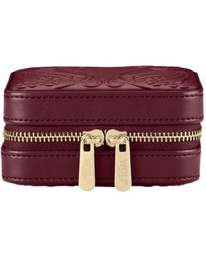 Wolf Liberty Small Travel Jewelry Zip Case - Red
