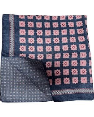 Lazyjack Press Double Sided Italian Silk Bloom Scarf - Blue