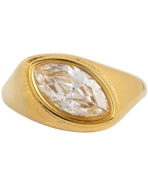Ballinger Jewellery Pear Drop Signet Statement Chunky Ring - Metallic