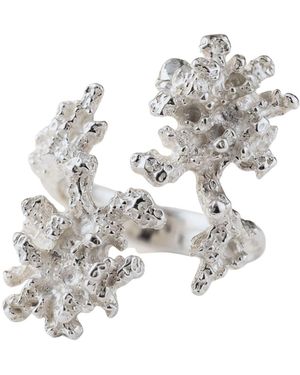 Dainty London Saltwater Coral Adjustable Statement Ring - White