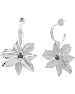 Lavani Jewels Lotus Flower Hoops - White