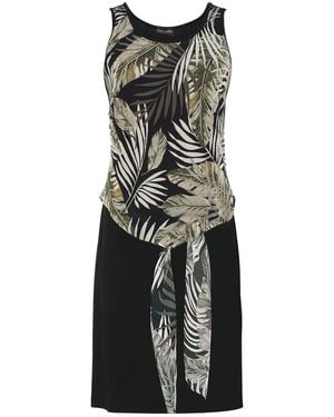 Conquista Print Layer Dress With Tie Detail - Black