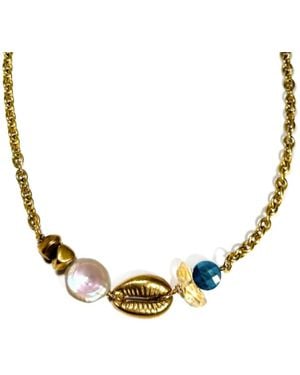 Rachel Nathan Meridian: Cowrie Shell Necklace - Metallic