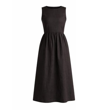Nikka Place Maternity Linen Midi Dress With Pockets For Summer - Black