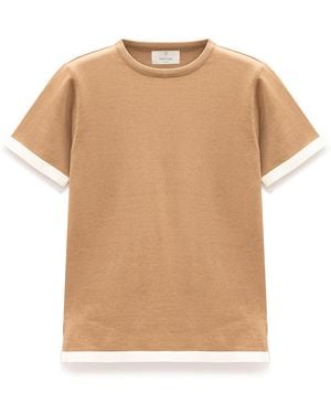 Peraluna Rumi Knit Slit Cotton Blouse - Brown