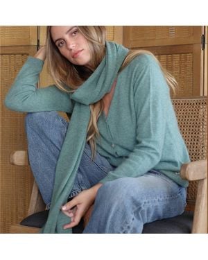 Bel Cashmere Fringed Knitted Scarf - Blue