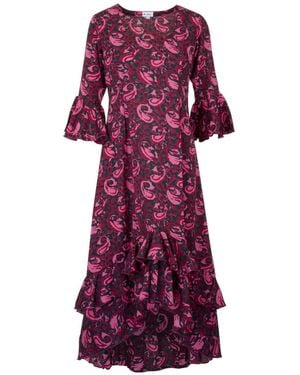 At Last Victoria Midi Dress Damson Swirl - Purple
