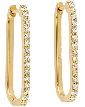 Artisan Diamond Oval Hoop Earrings - Metallic