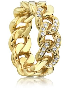 Preeti Sandhu Gigi Curb-Chain Link Ring With Sapphires - Metallic