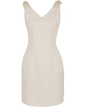 Santinni Elise Wool Dress With Silk Bows - White