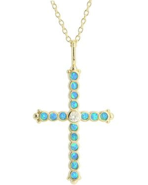KAMARIA Opal Bezel Cross Necklace - Blue
