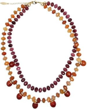 Farra Agate Double Layers Statement Necklace - Red