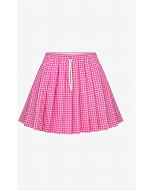 Je Te Veux Sweetheart Gingham Pleated Skirt - Pink