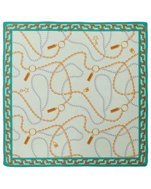 Le Parmentier Heritage Chain And Pearls Silk Bandana - Green