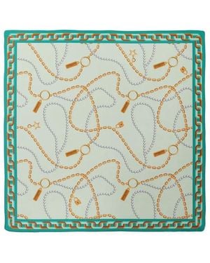 Le Parmentier Heritage Chain And Pearls Silk Bandana - Green