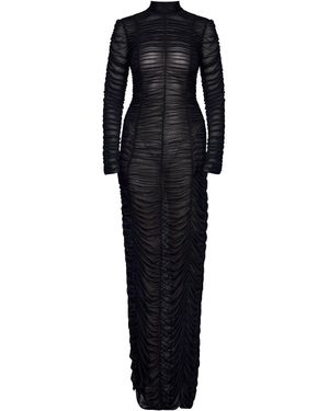 Moda Glam Mirage Sheer Ruched Dress - Black