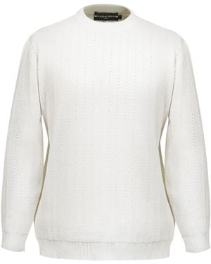Smart and Joy Textured Knit Jumper - White