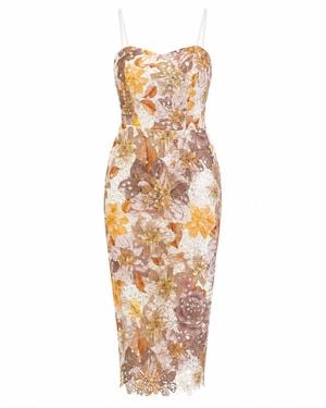 Girl In Mind Poppy Floral Lace Midi Dress - Metallic