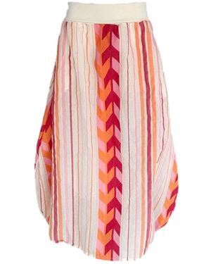 Haris Cotton Balloon Cotton Embroidered Skirt With Rib Waist Arrow