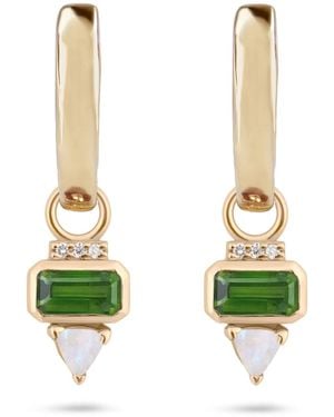 Zohreh Tourmaline, Diamond & Moonstone Hoop Earrings 9K - Green