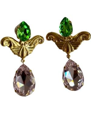 Laura Gray Large & Tear Drop Post Earrings - Green