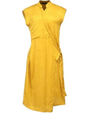 Smart and Joy Minimalist Wrap Dress -Mustard - Yellow