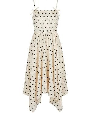 Yumi' Polka Dot Hankerchief Hem Dress - Metallic