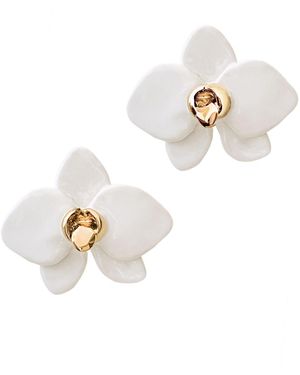Sculp Orchid Stud Earrings - White