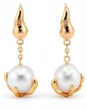 Angel Barocco Baroque Pearl Hook Dangle Earrings - Metallic