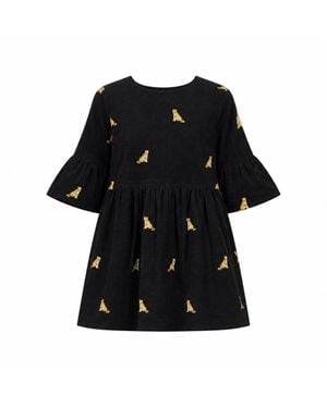 Yumi' Leopard Embroidered Cord Tunic - Black