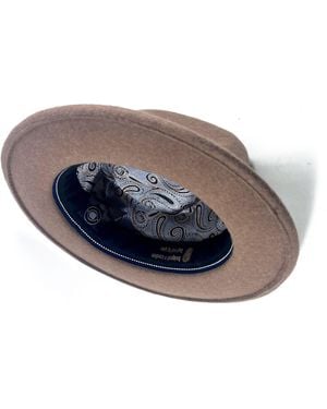 Dasmarca Hats James Camel Felt Wide Brim Wool Felt Fedora Hat - Blue