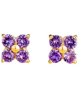 Juvetti Petale Earrings Set With Sapphires - Purple