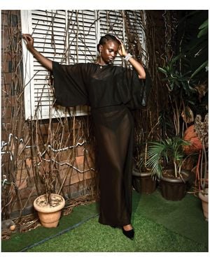 Chuks Collins Chiffon Convertible Batwing Dress - Black