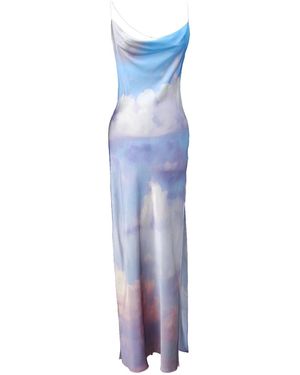 CREASE Sunrise Silk Slip Dress - Blue