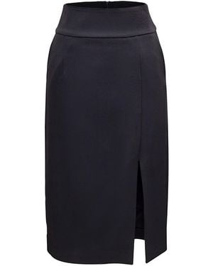 Smart and Joy Front Slit Pencil Skirt - Blue