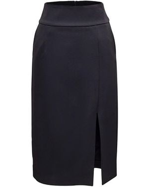 Smart and Joy Front Slit Pencil Skirt - Blue